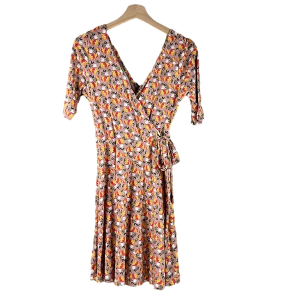 NWT GILLI Floral Faux Wrap Jersey Knit Dress